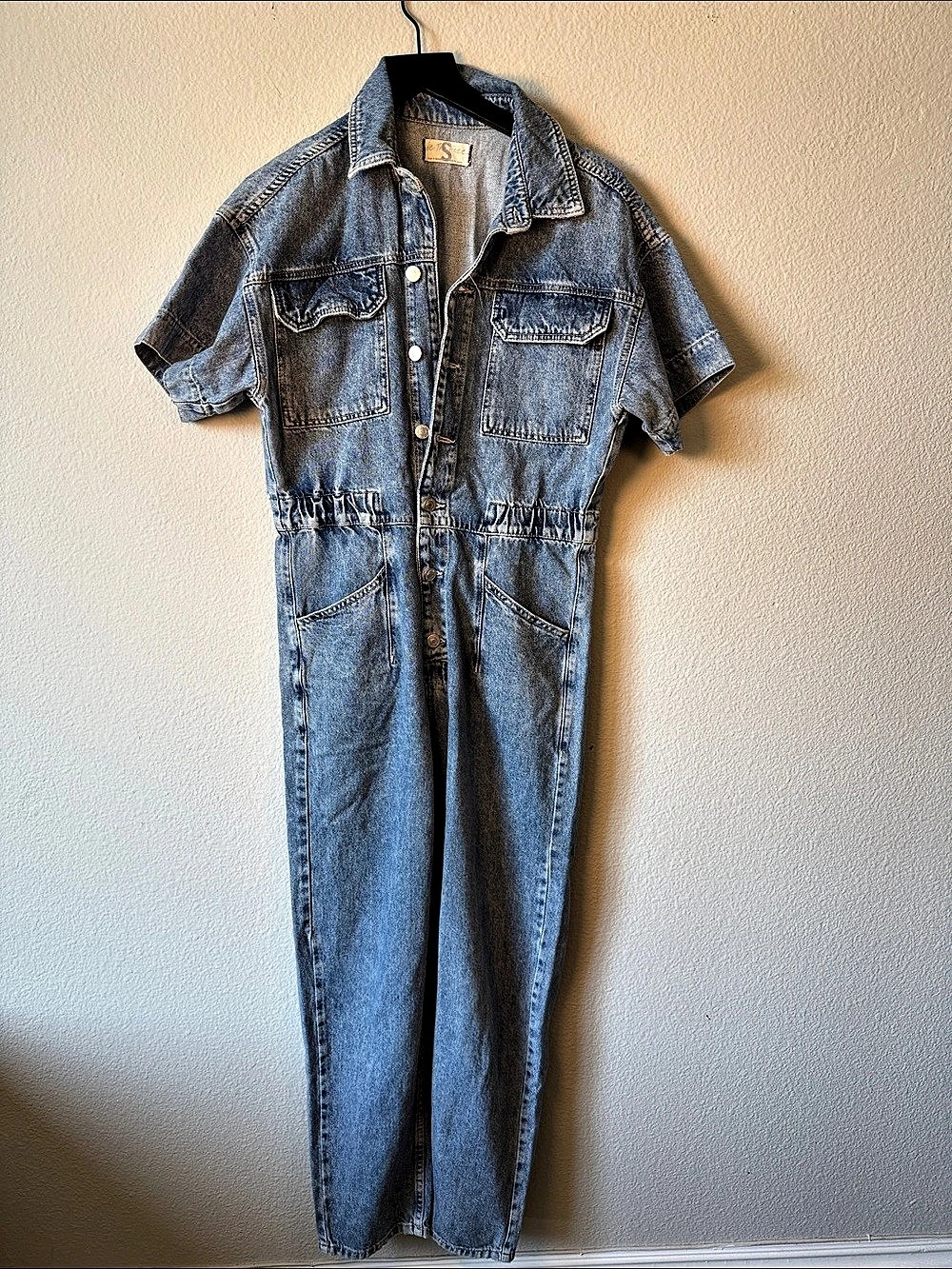 Free People We The Free Marci Denim Jumpsuit in Blue